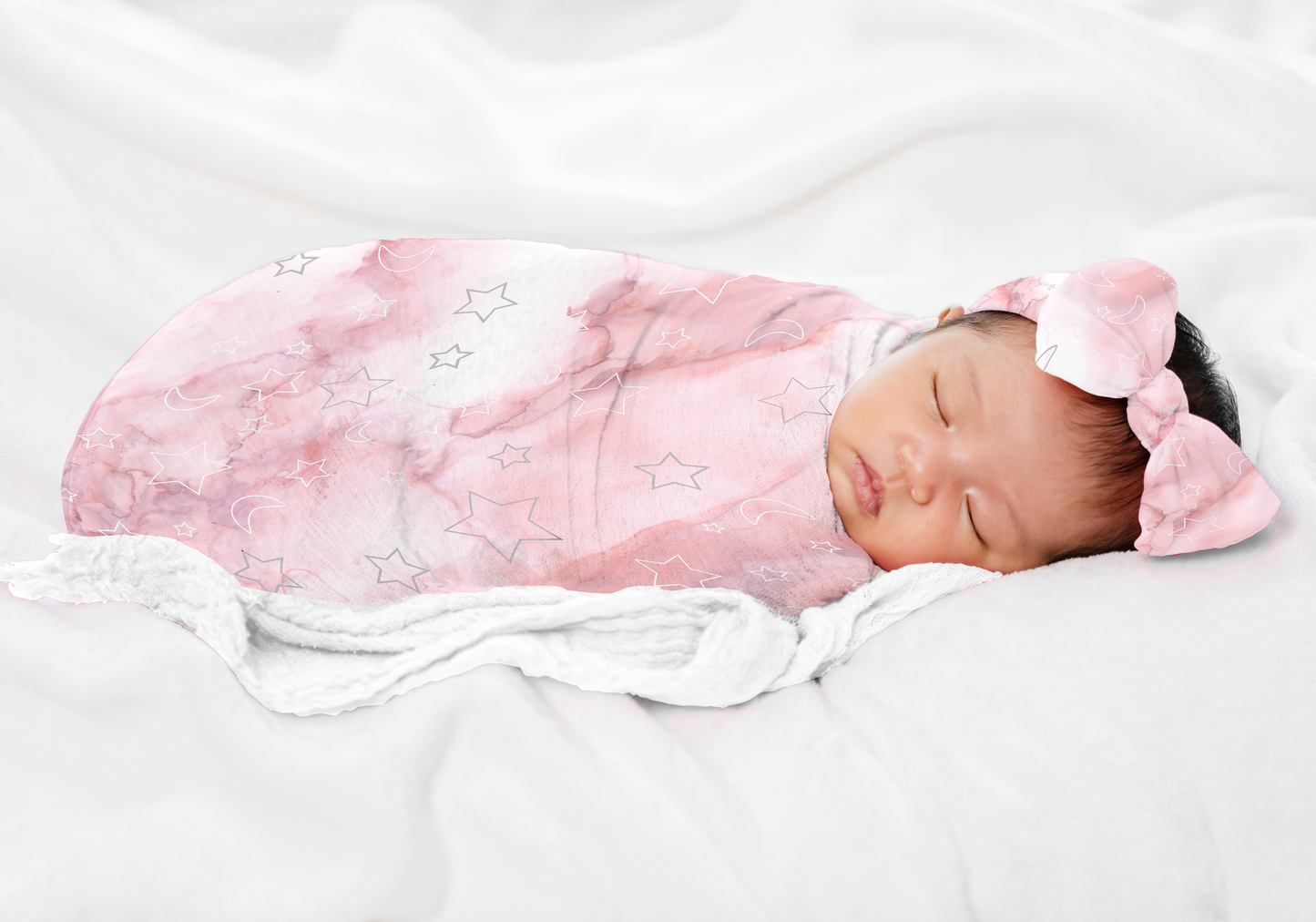 Pink Marble Sky Swaddle Blanket